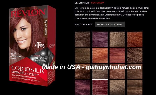 Thuốc nhuộm tóc nâu Revlon mỹ Auburn Brown ColorSilk màu nâu ánh đỏ đẹp giá tốt