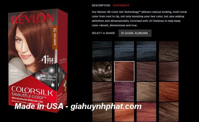 Thuốc nhuộm tóc của Mỹ Revlon 3D Colorsilk 31 Dark Auburn giá tốt của mỹ