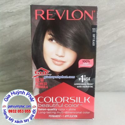 Màu đen Revlon Colorsilk: Nổi bật và quyến rũ với màu đen của Revlon Colorsilk! Công thức độc đáo này không chỉ giúp cho mái tóc của bạn trở nên sáng bóng và mềm mại, mà còn tạo ra một sắc đen lấp lánh và cuốn hút.