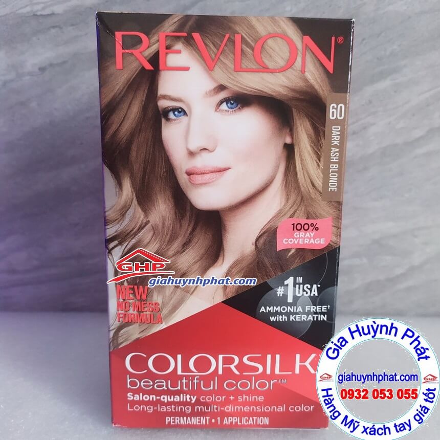 Kem nhuộm phủ bạc 100% Revlon ColorSilk 60 Dark Ash Blonde xách tay mỹ |  Gia Huỳnh Phát Hàng 100% xách tay từ Mỹ uy tín