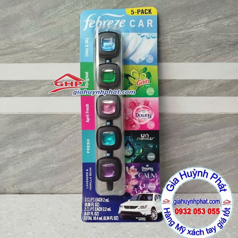 Vỉ nước hoa xe hơi Febreze 5 mùi